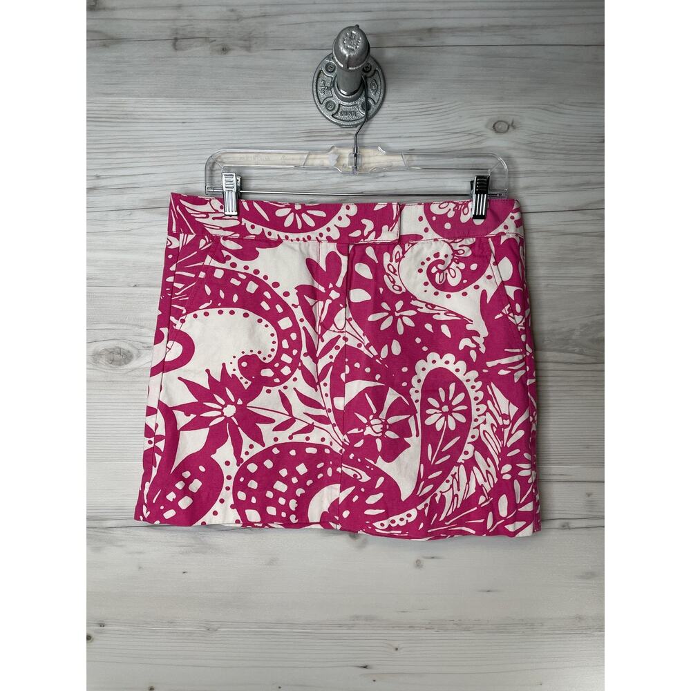J Crew Skirt‎ Womens 6 Pink White Floral Paisley Print Mini Pockets Summer SU08